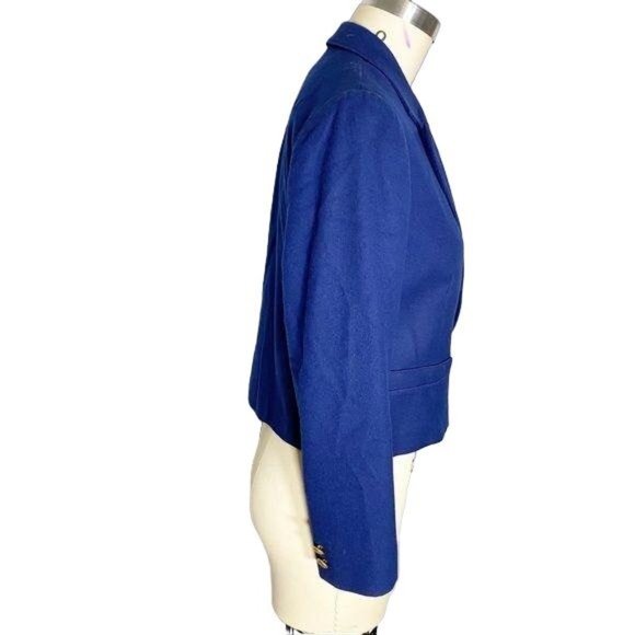 Pendleton Cropped Wool Navy Blazer 8 Virgin Wool - Picture 10 of 10